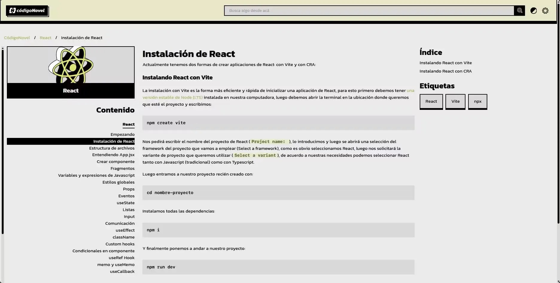 Page view in CodigoNovel