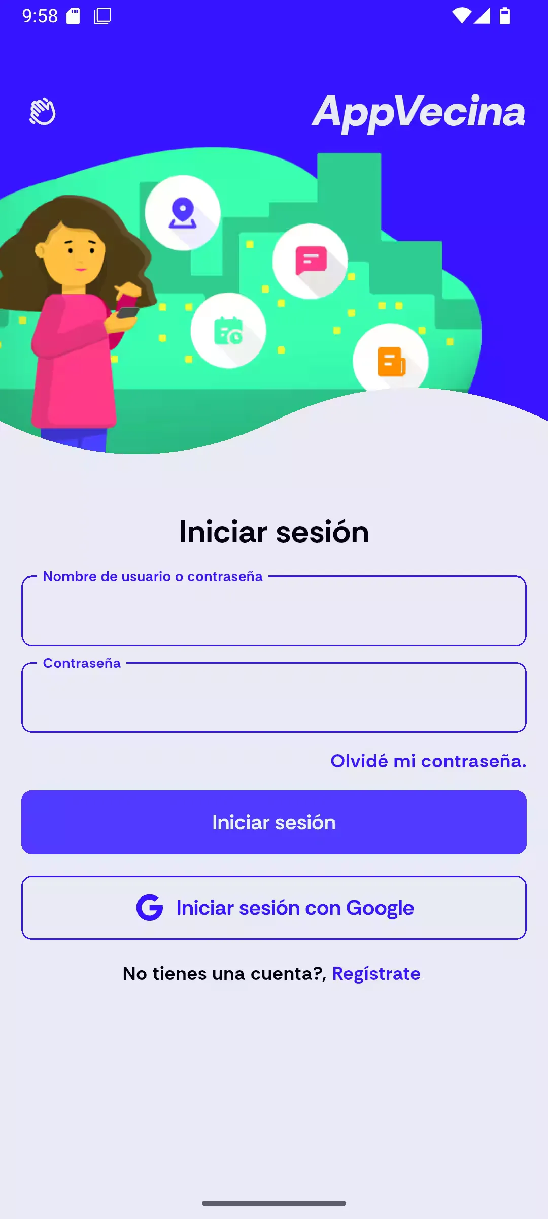 Login screen