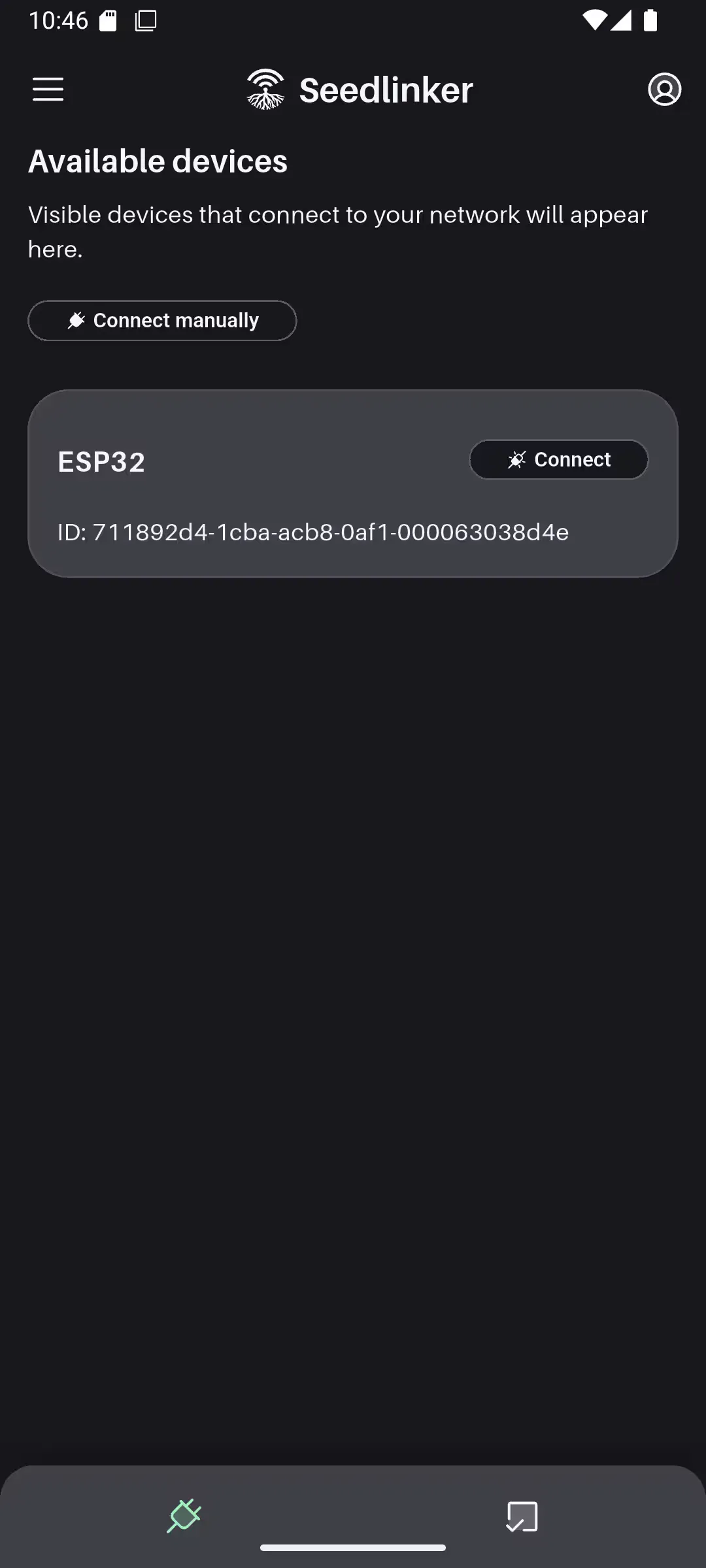 Device pairing screen