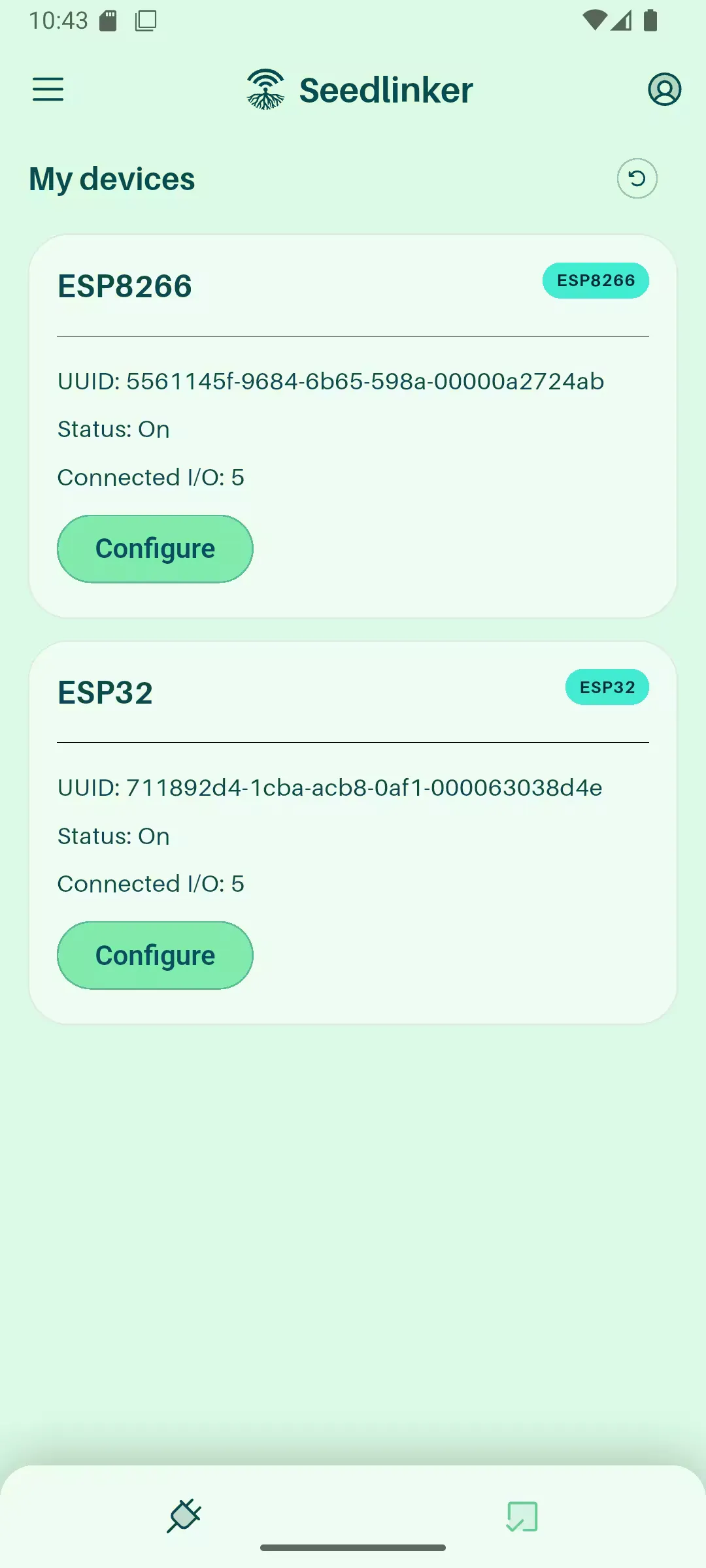 Seedlinker Mobile home screen