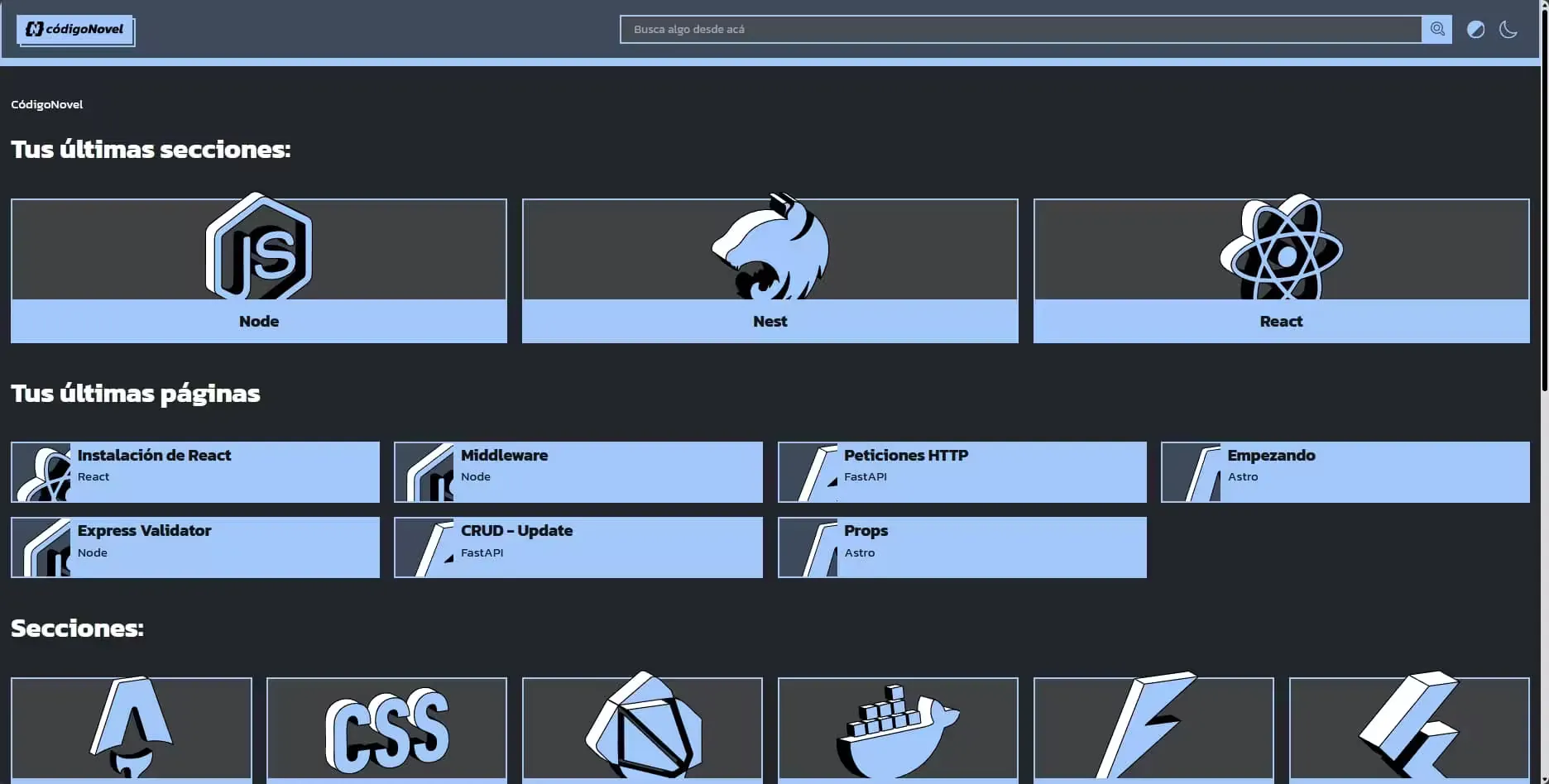 CodigoNovel home page