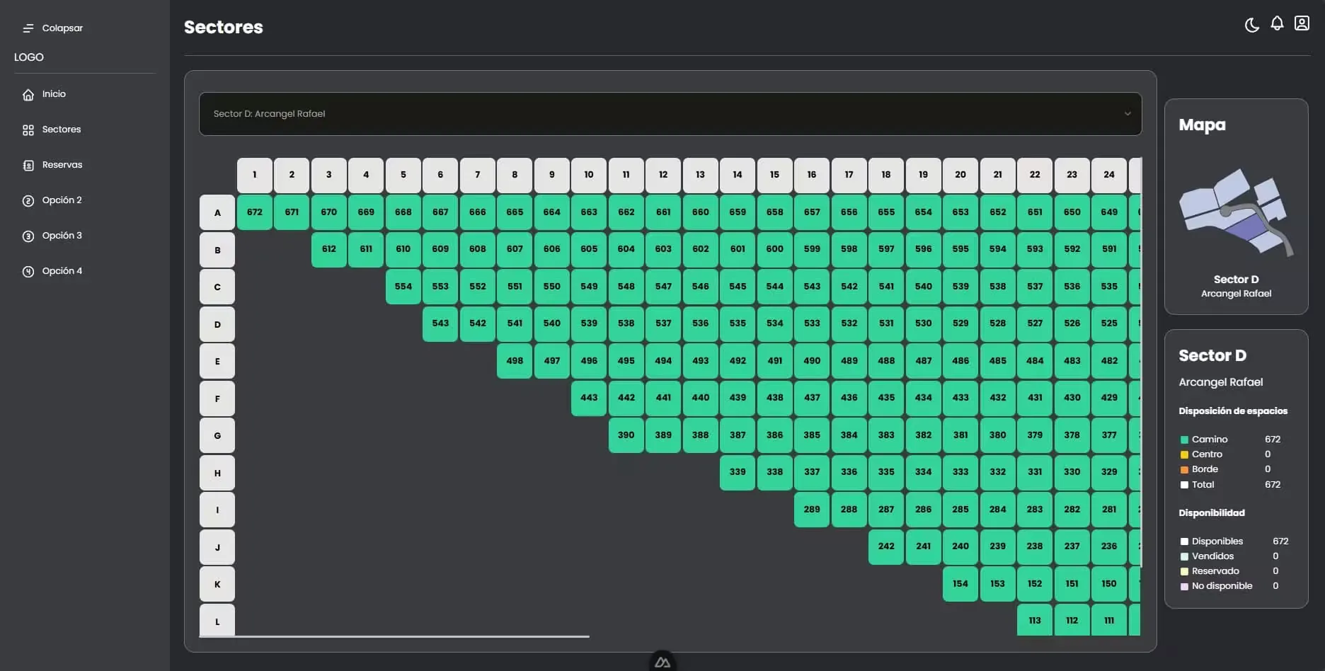 View of the spaces map in BDI Frontend