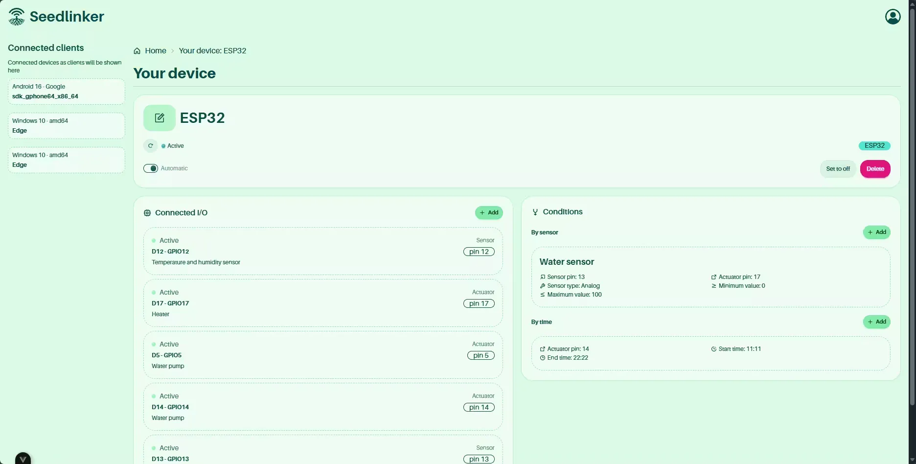 Device view in Seedlinker Web