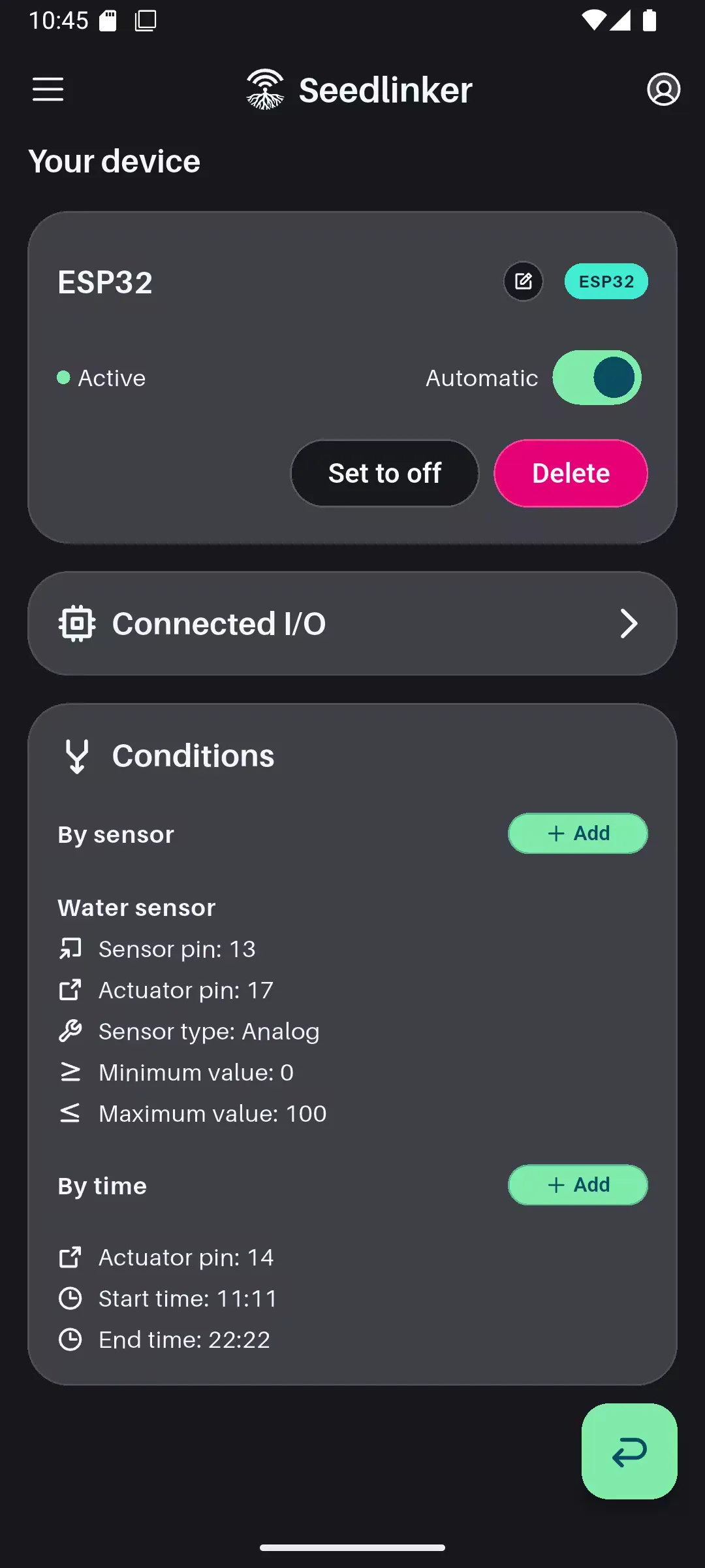 Device view in Seedlinker Mobile