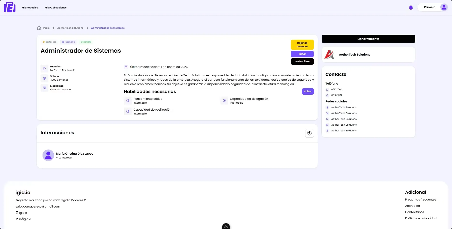 Employer premium posting with job details